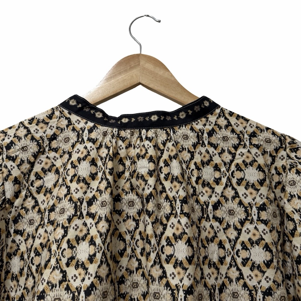 Anthropologie Pleated Floral Puff Sleeve Blouse Size 3X Black Motif Boho NEW - Picture 4 of 9